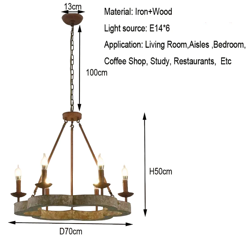 American Countryside Solid Wood Chandelier - Image 6