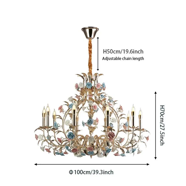 Coloured Floral Design Decorative Chandelier - Image 6