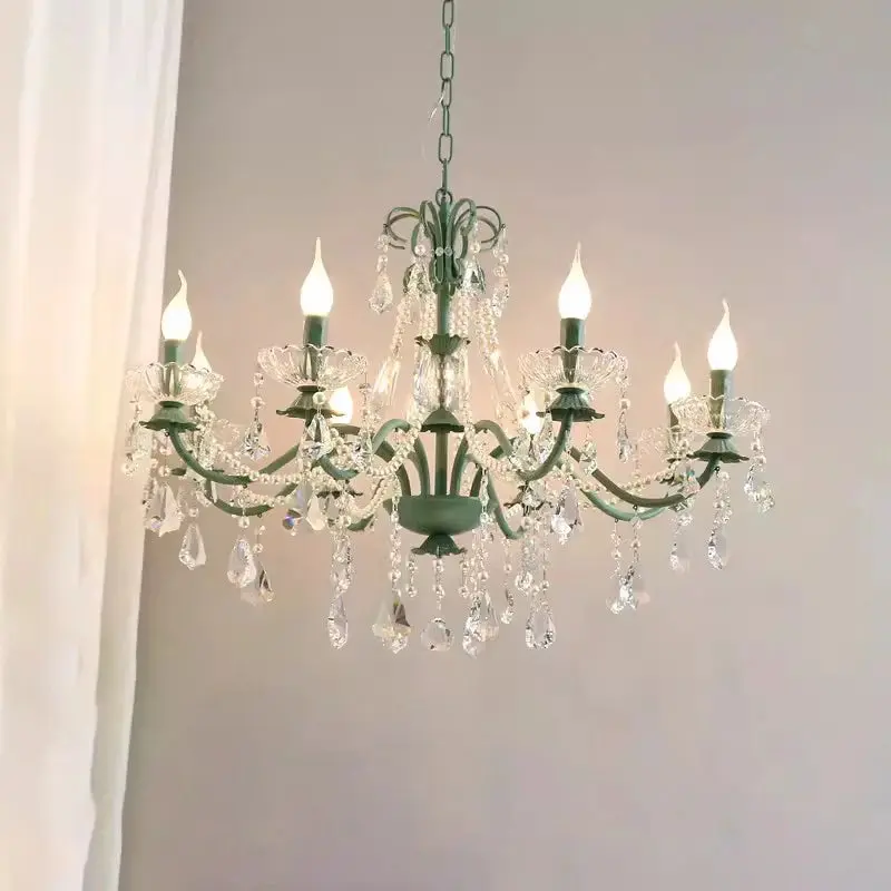 Crystal Green Glass Chandeliers - Image 3
