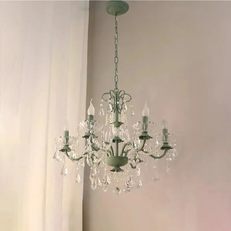 Crystal Green Glass Chandeliers - Image 4