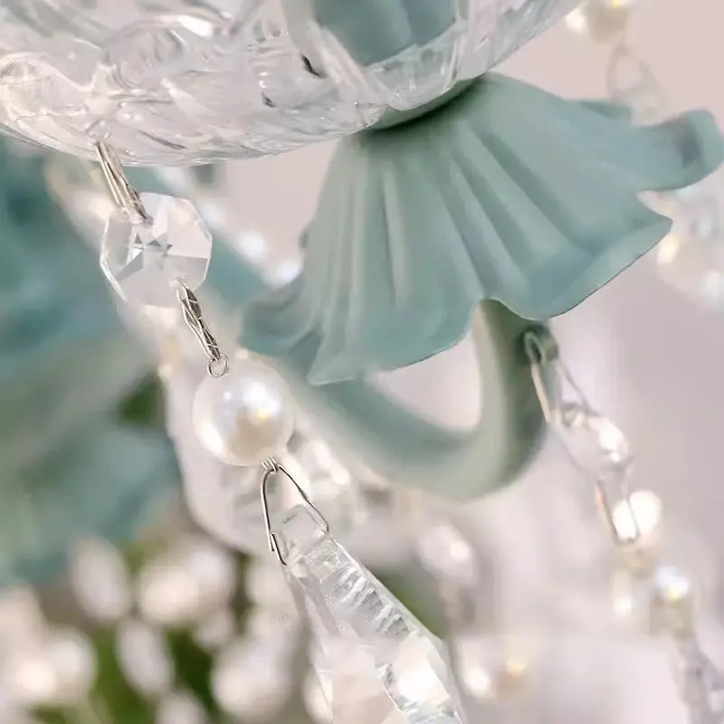 Crystal Green Glass Chandeliers - Image 6