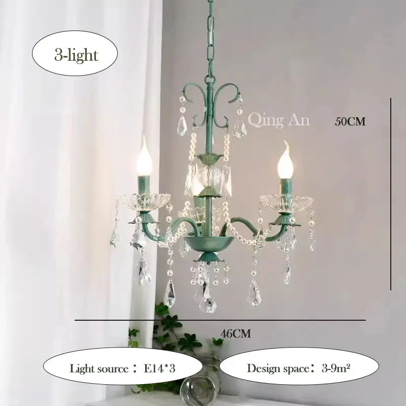 Crystal Green Glass Chandeliers - Image 7
