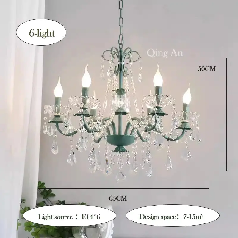 Crystal Green Glass Chandeliers - Image 8
