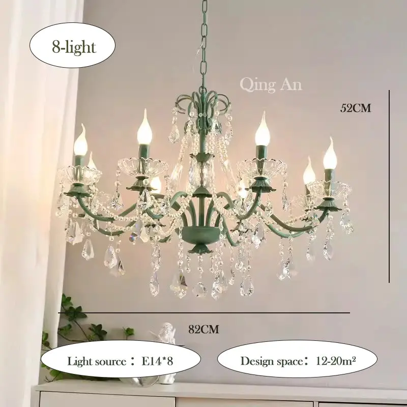 Crystal Green Glass Chandeliers - Image 9