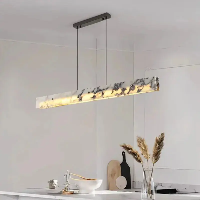 Long Strip Natural Marble Chandelier - Image 3