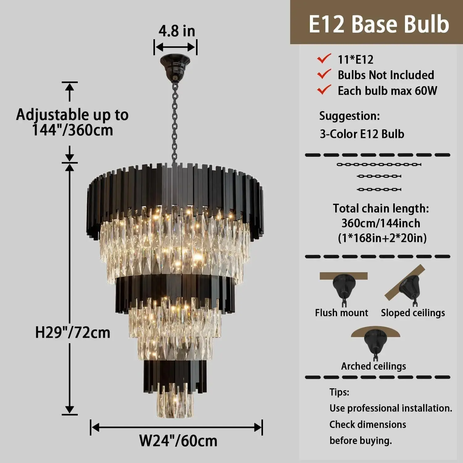 Luxury Black Crystal Chandelier For Large Staircase - Image 6