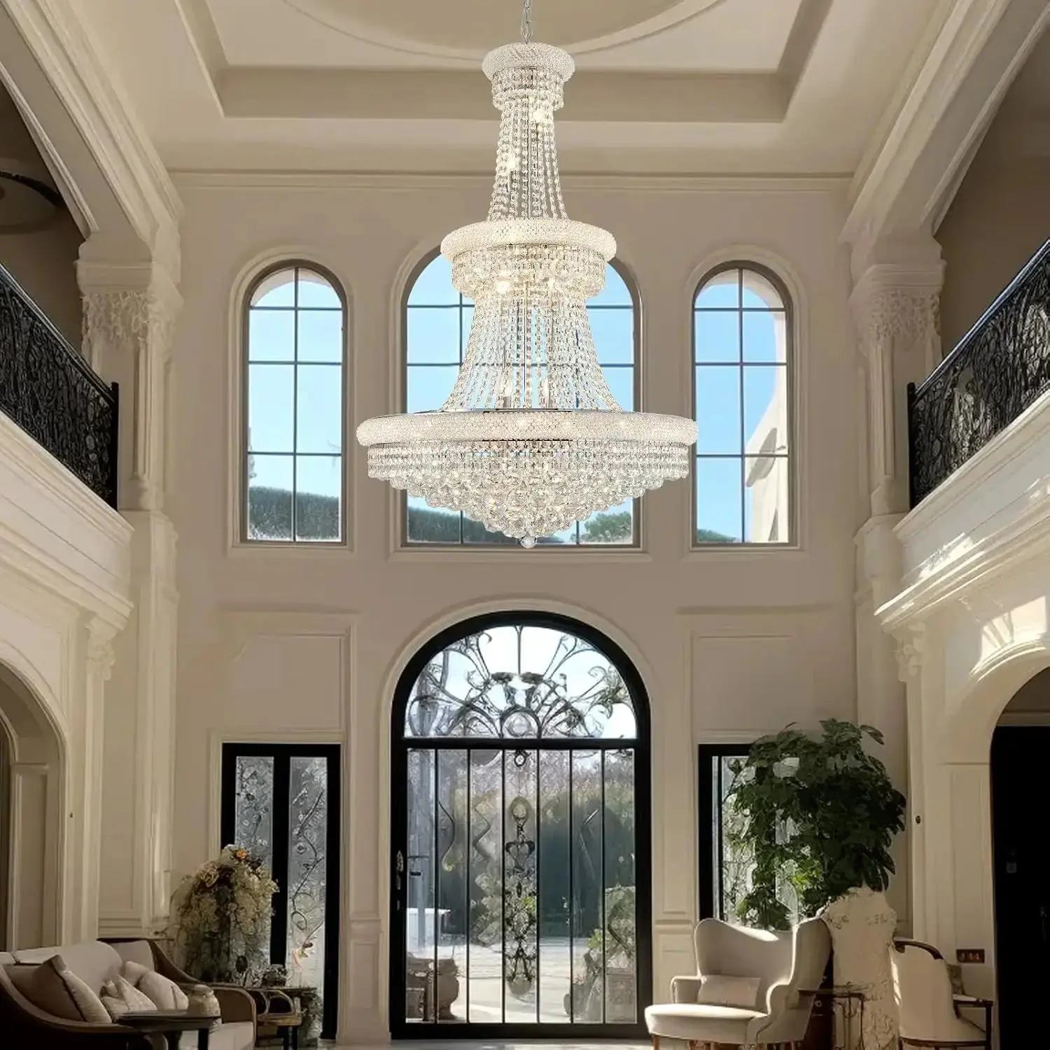 Modern Empire Crystal Chrome Chandelier - Image 3