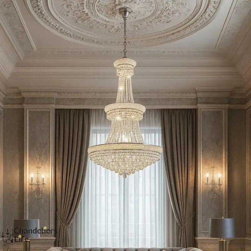 Modern Empire Crystal Chrome Chandelier - Image 4