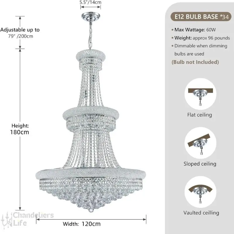 Modern Empire Crystal Chrome Chandelier - Image 6