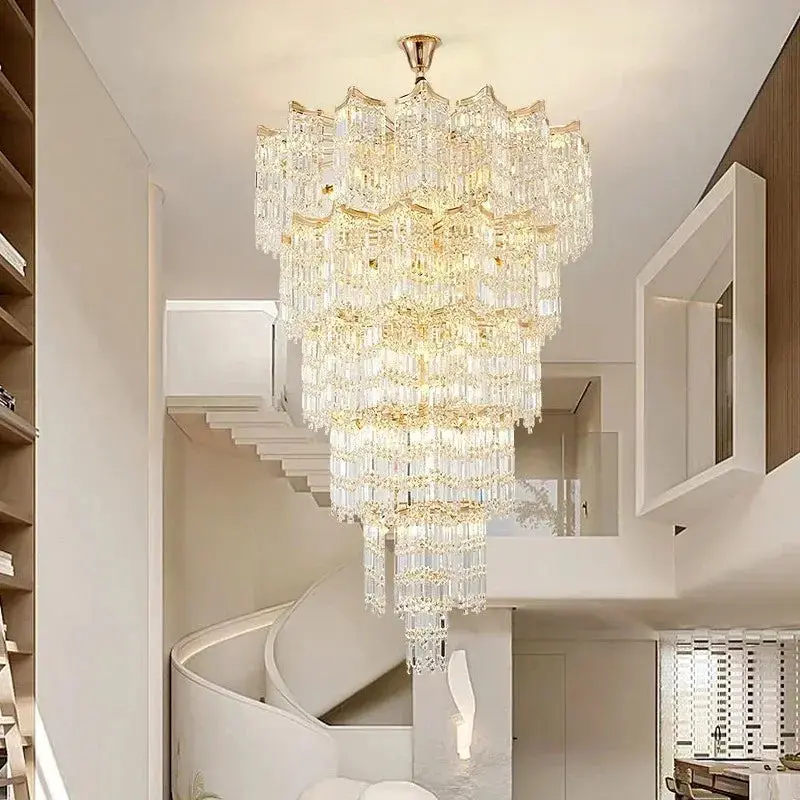 Modern Luxury Stairs Large Crystal Chandeliers - Image 3
