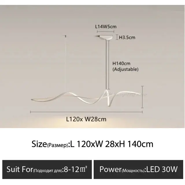 Ribbon Shape Design Dining Island LED Chandelier - Image 10