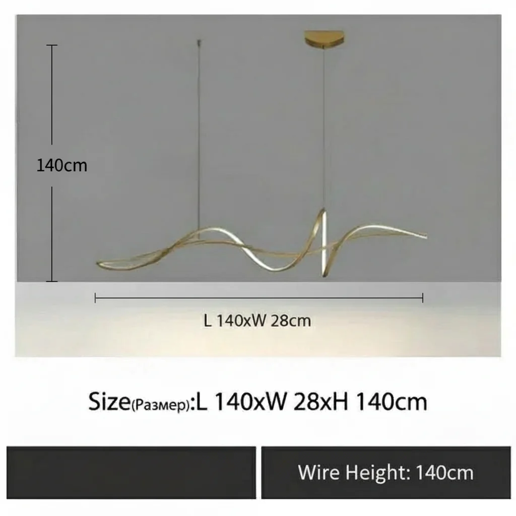 Ribbon Shape Design Dining Island LED Chandelier - Image 13