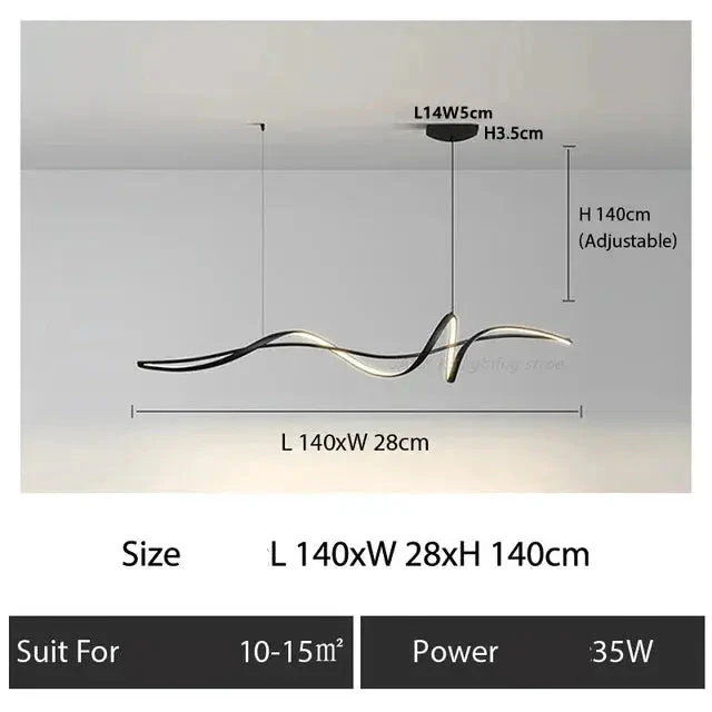 Ribbon Shape Design Dining Island LED Chandelier - Image 8