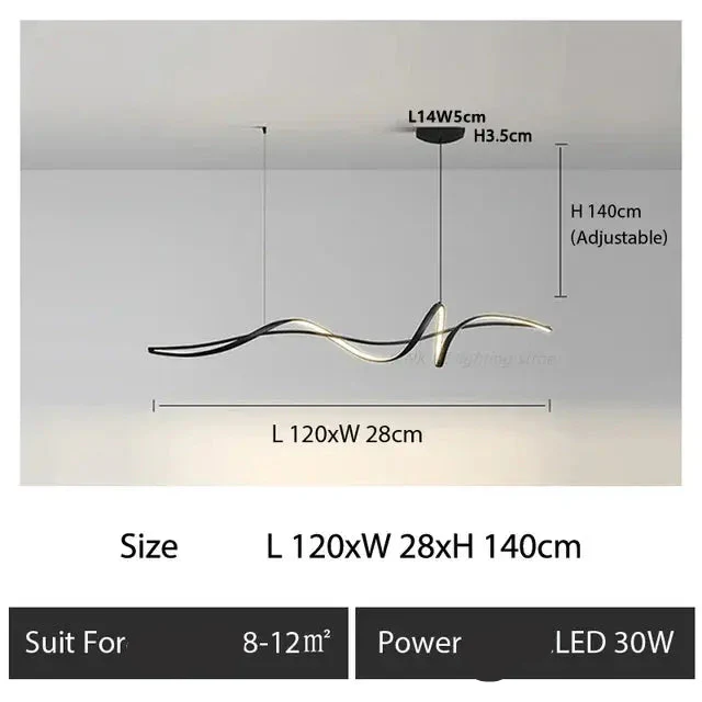 Ribbon Shape Design Dining Island LED Chandelier - Image 9