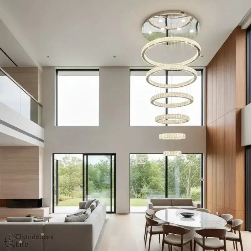 Rings Chandeliers for Loft Villa Duplex Design - Chrome - Image 3