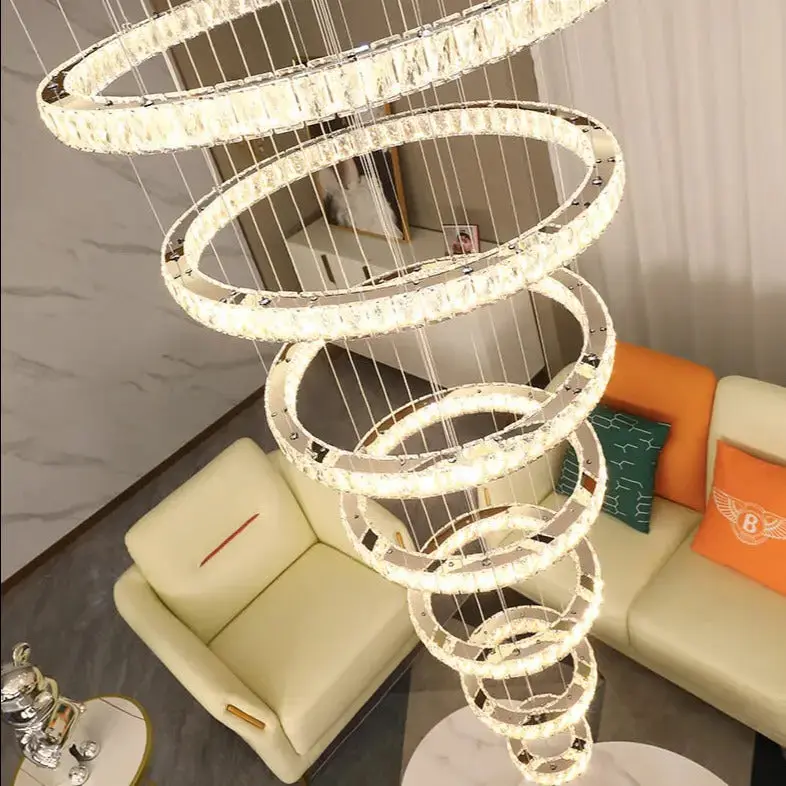 Rings Chandeliers for Loft Villa Duplex Design - Chrome - Image 4