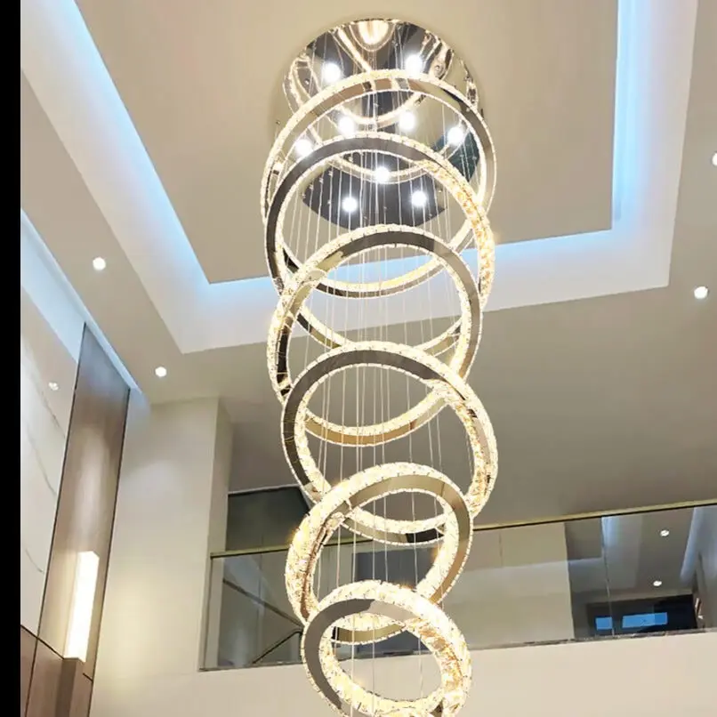 Rings Chandeliers for Loft Villa Duplex Design - Chrome - Image 7