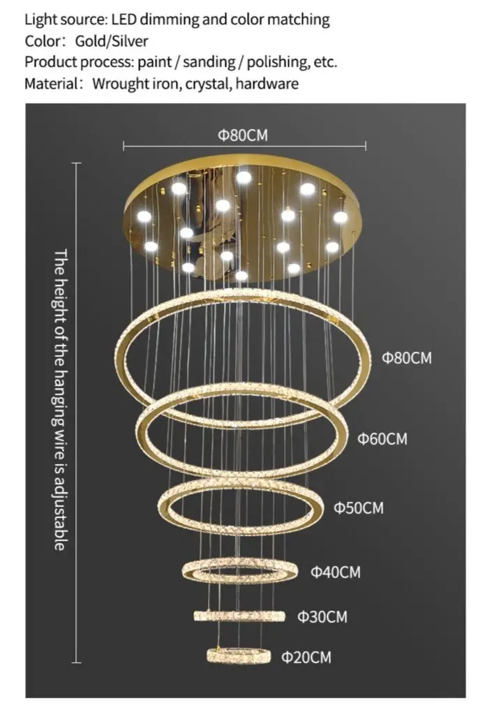 Rings Chandeliers for Loft Villa Duplex Design - Chrome - Image 8