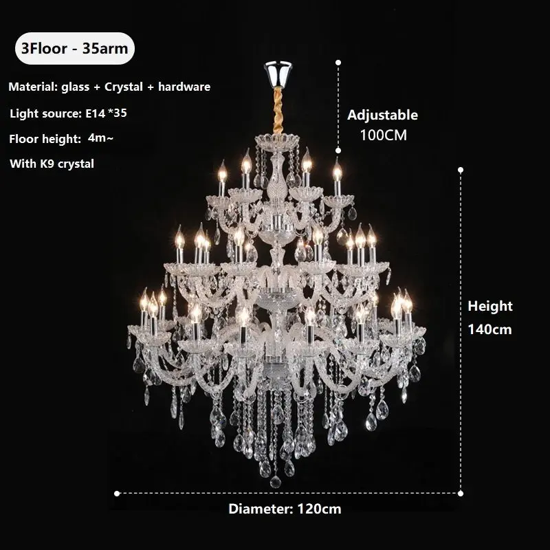 Villa Foyer Extra Large Crystal Chandelier - Image 12