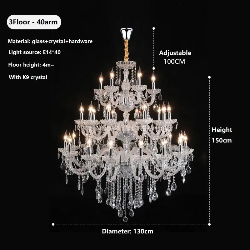 Villa Foyer Extra Large Crystal Chandelier - Image 14