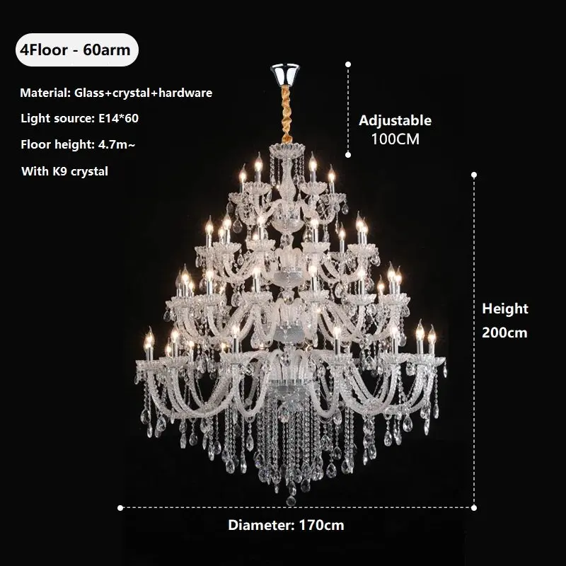 Villa Foyer Extra Large Crystal Chandelier - Image 16