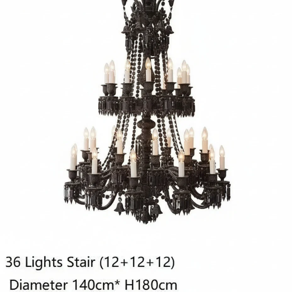 Villa Hotel Luxury Black Crystal Chandelier - Image 11