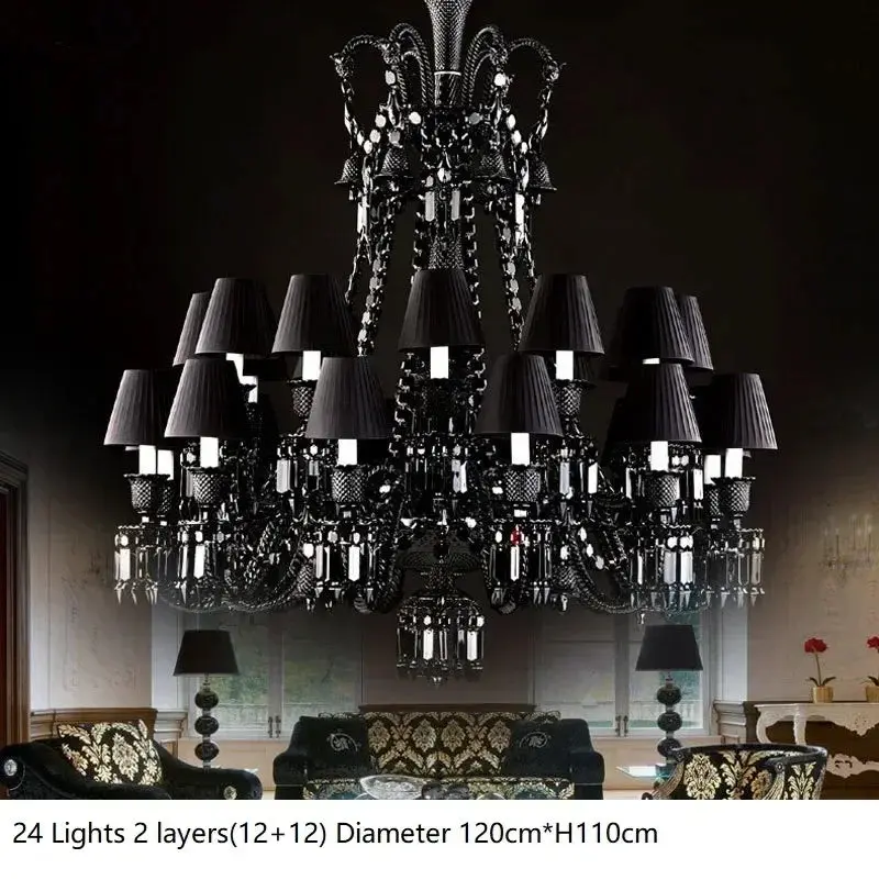 Villa Hotel Luxury Black Crystal Chandelier - Image 13