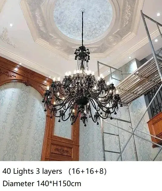 Villa Hotel Luxury Black Crystal Chandelier - Image 15