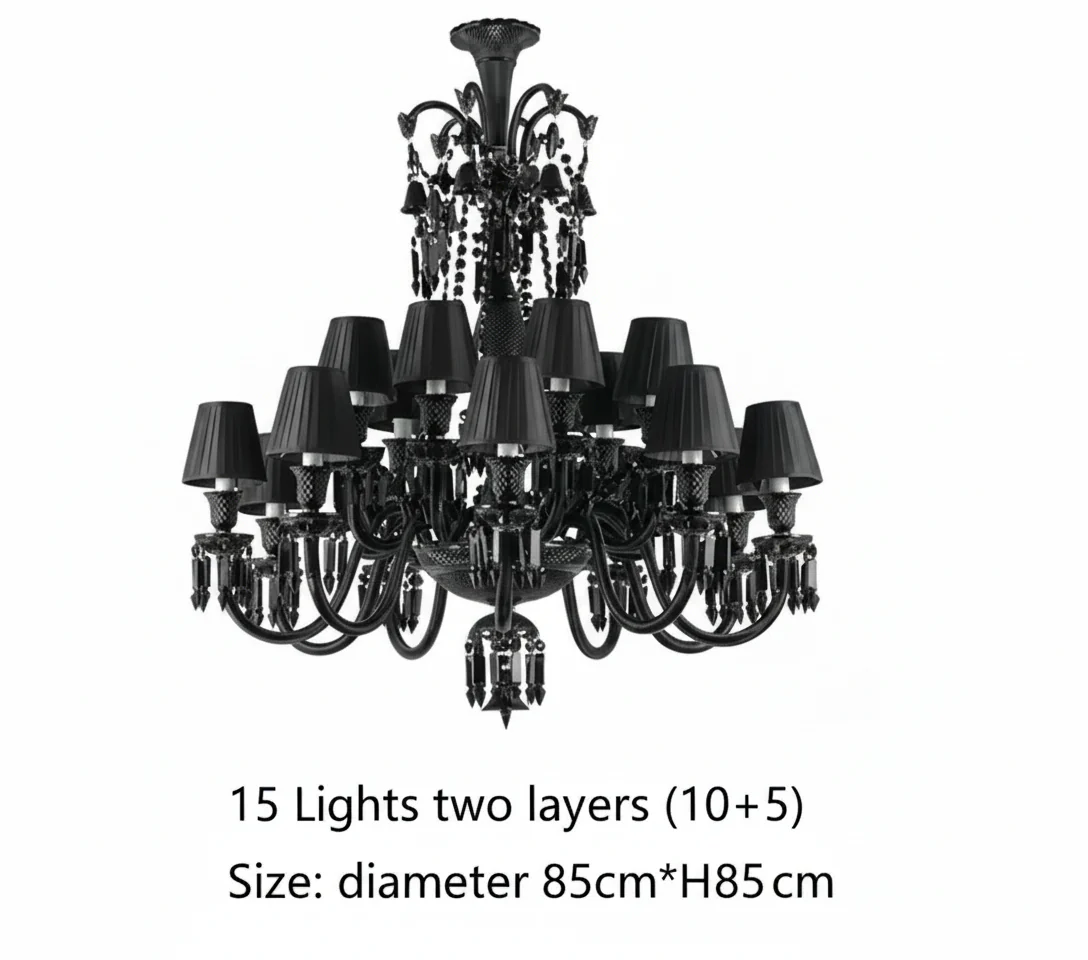 Villa Hotel Luxury Black Crystal Chandelier - Image 18