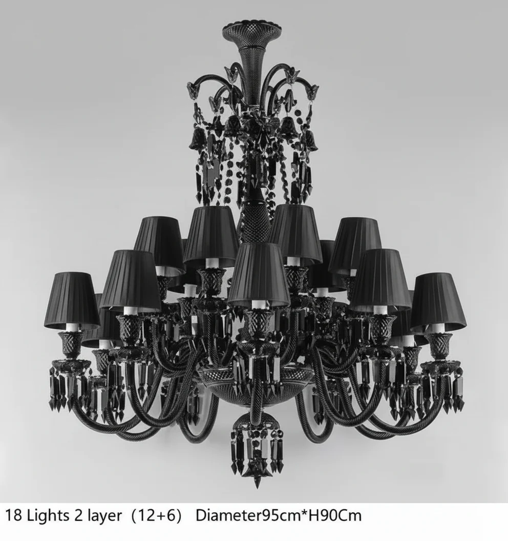 Villa Hotel Luxury Black Crystal Chandelier - Image 19